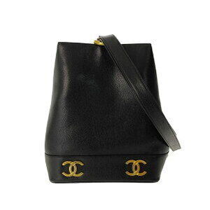 Chanel Caviar Skin Triple Coco Drawstring Shoulder Bag Black